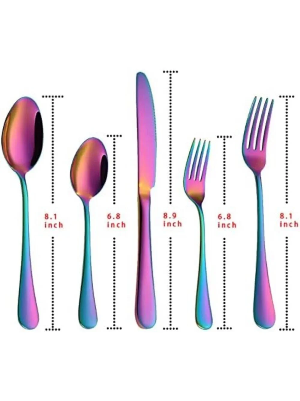 Colorful Rainbow Flatware Set - 20-Piece Stainless Steel Utensils for 4